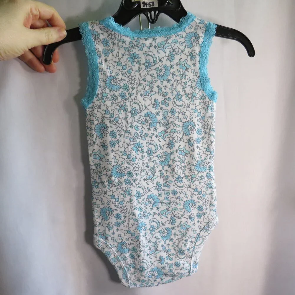 Baby Blue Floral Bodysuit 100% cotton 6mts Carters